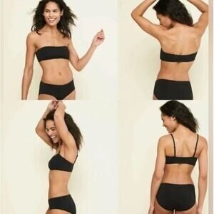 Andie Swim Women's Small Rio Bikini Top Black Bandeau Removable Straps New with